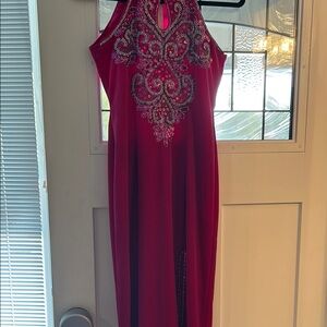 Pink Sheath Halter Dress with Gold Embellishments for Prom
